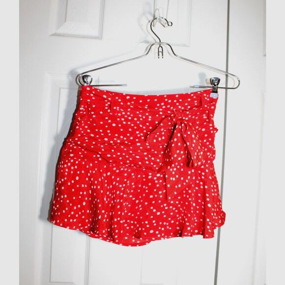 January & May Red Polka Dot Mini Skirt - Size M - Picture 1 of 4